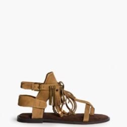 Sandalia boho camel con flecos