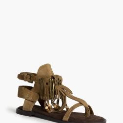 Sandalia boho camel con flecos